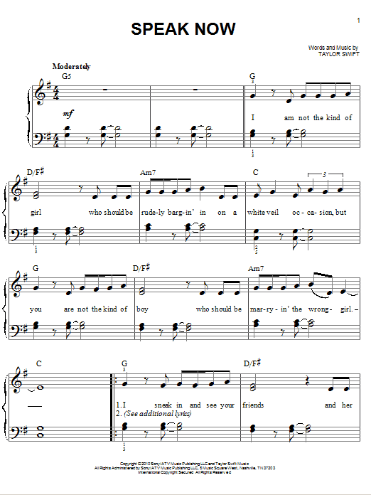 Produktgalerie: Seite 1 von 1 Speak Now, Taylor Swift, Klavier
