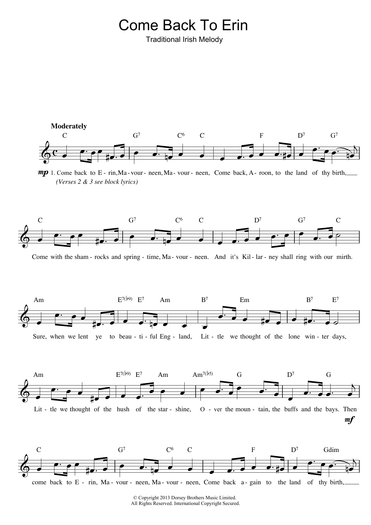 Produktgalerie: Seite 1 von 1 Come Back To Erin, Irish Folksong