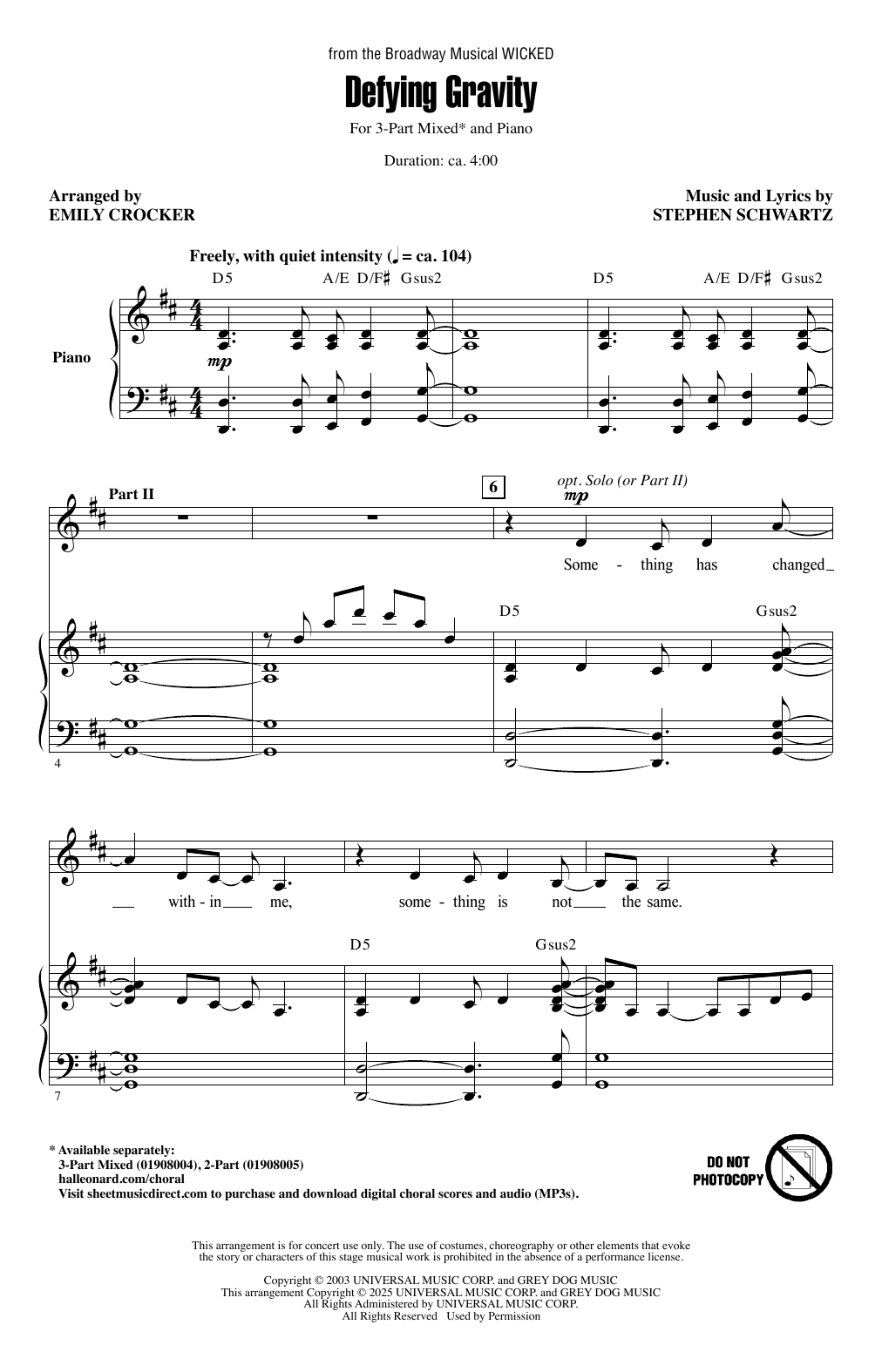 Produktbild zu: Defying Gravity (from Wicked) (arr. Emily Crocker)