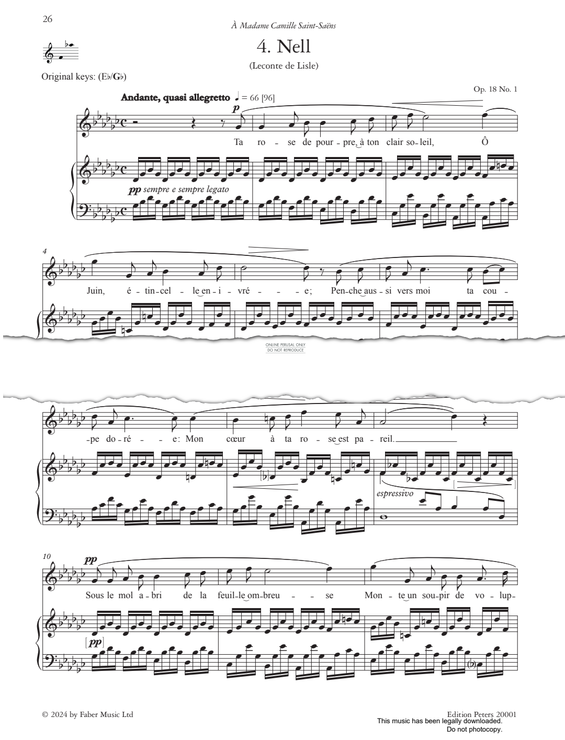 Produktgalerie: Seite 1 von 1 Nell Op.18, No.1, Gabriel Fauré, Gesang, Klavier