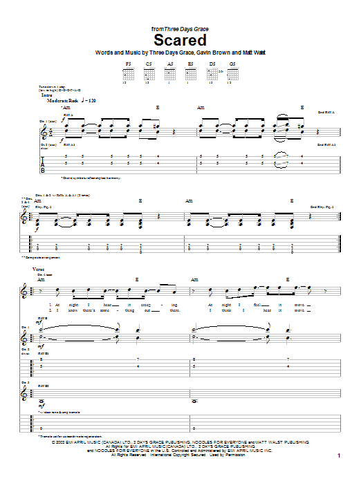 Produktgalerie: Seite 1 von 1 Scared, Three Days Grace, Gitarre