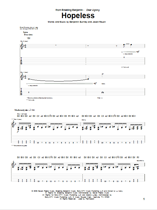 Produktgalerie: Seite 1 von 1 Hopeless, Breaking Benjamin, Gitarre