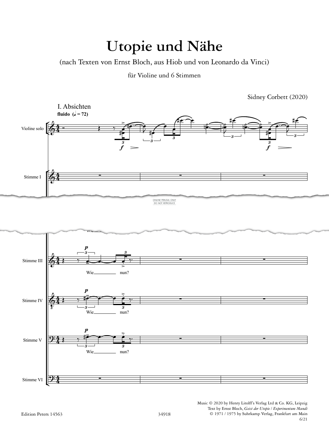 Produktbild zu: Utopie und Nähe (Full Score)