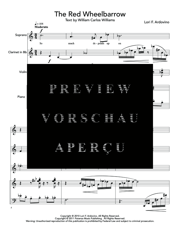 Produktgalerie: Seite 6 von 11 Red Wheelbarrow, The, , (Gemischtes Ensemble Sopran, Klarinette, Violine und Klavier)