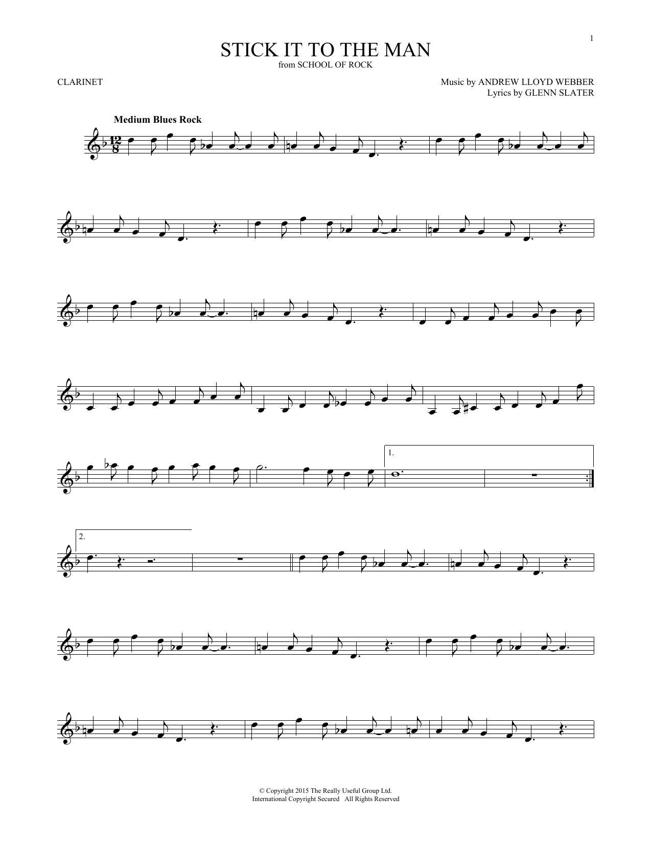 Product gallery: Page 1 of 1 Stick It To The Man (from School of Rock: The Musical), Andrew Lloyd Webber