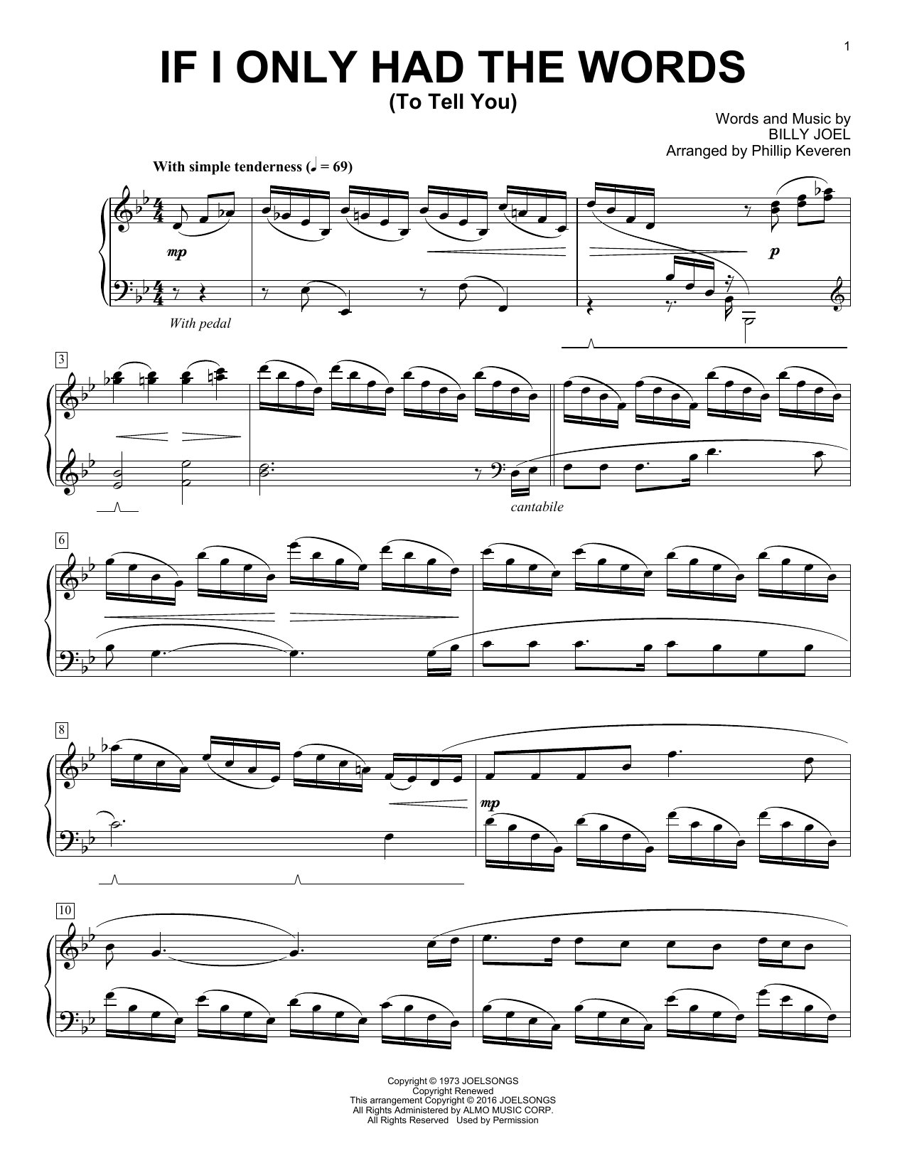 Product gallery: Page 1 of 1 If I Only Had The Words (To Tell You) [Classical version] (arr. Phillip Keveren), Billy Joel