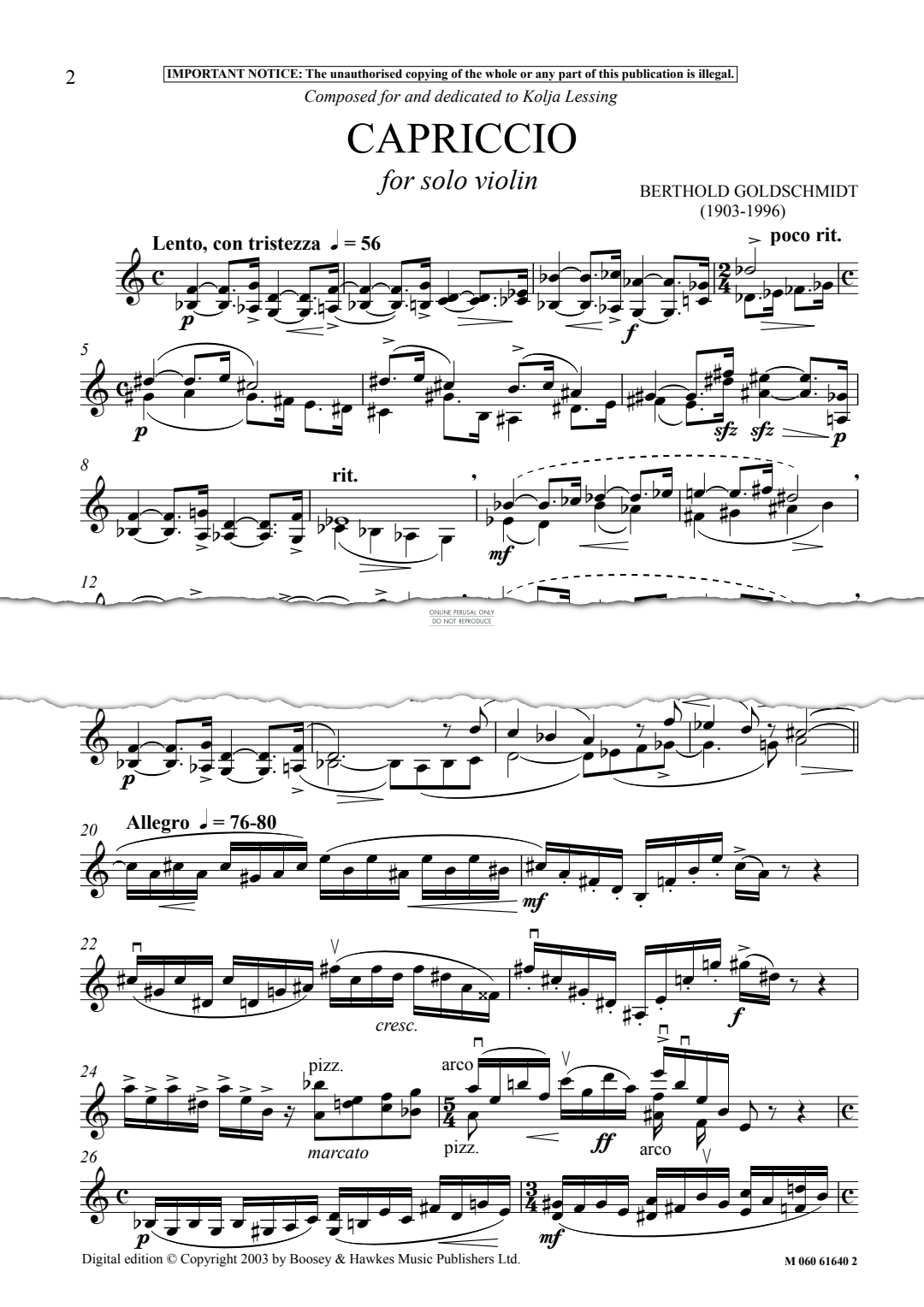 Product gallery: Page 1 of 1 Capriccio, Berthold Goldschmidt