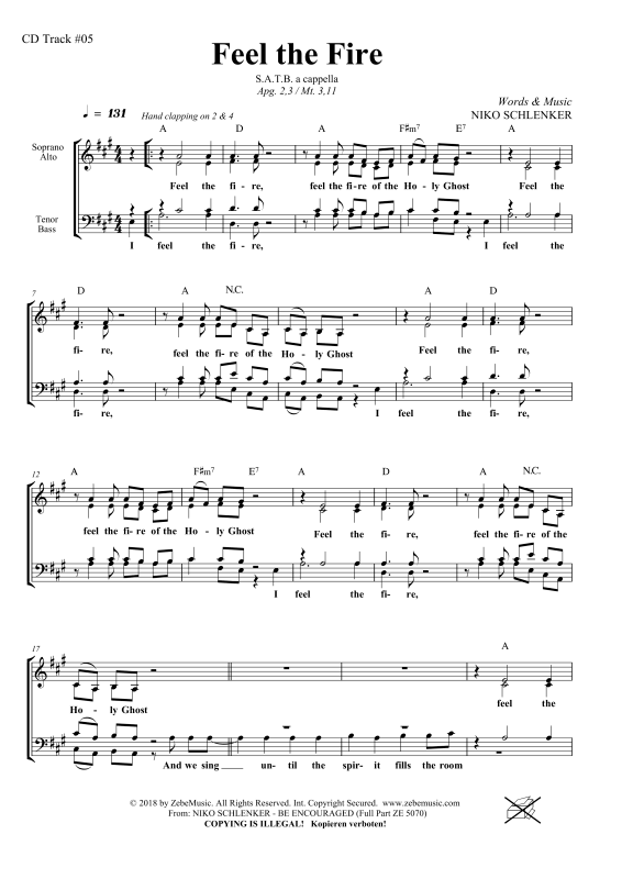 gallery: Feel the Fire, , Gemischter Chor SATB a cappella