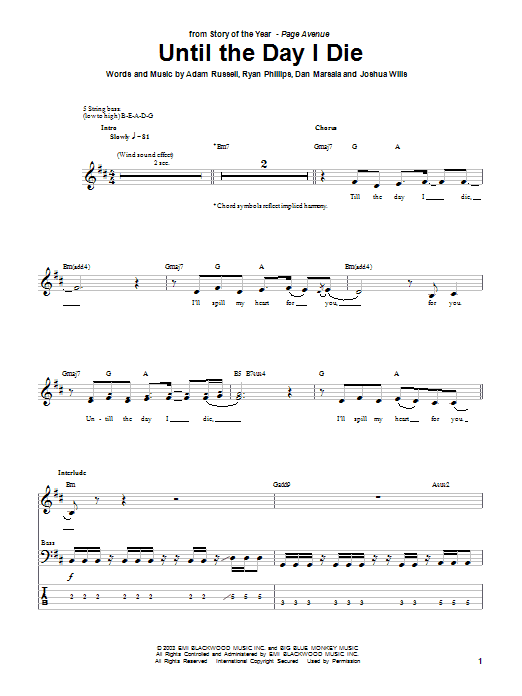 Produktgalerie: Seite 1 von 1 Until The Day I Die, Story Of The Year, E-Bass