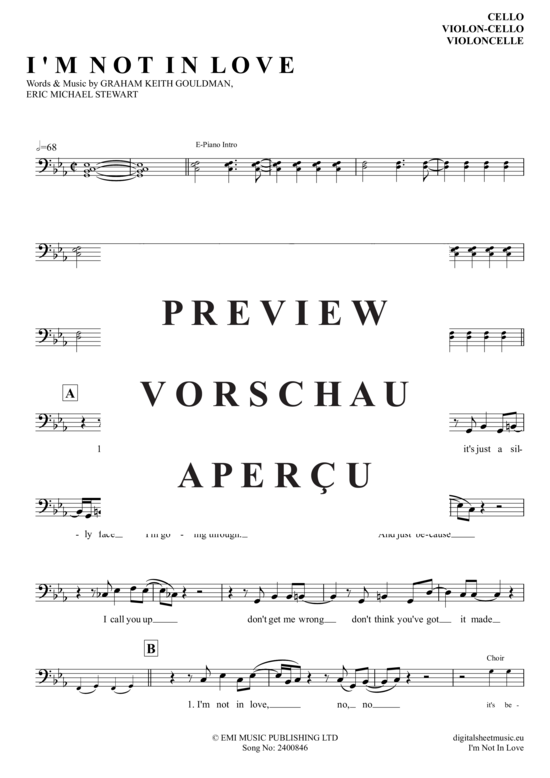 Produktgalerie: Seite 2 von 5 I´M Not In Love , 10cc, (Violoncello)