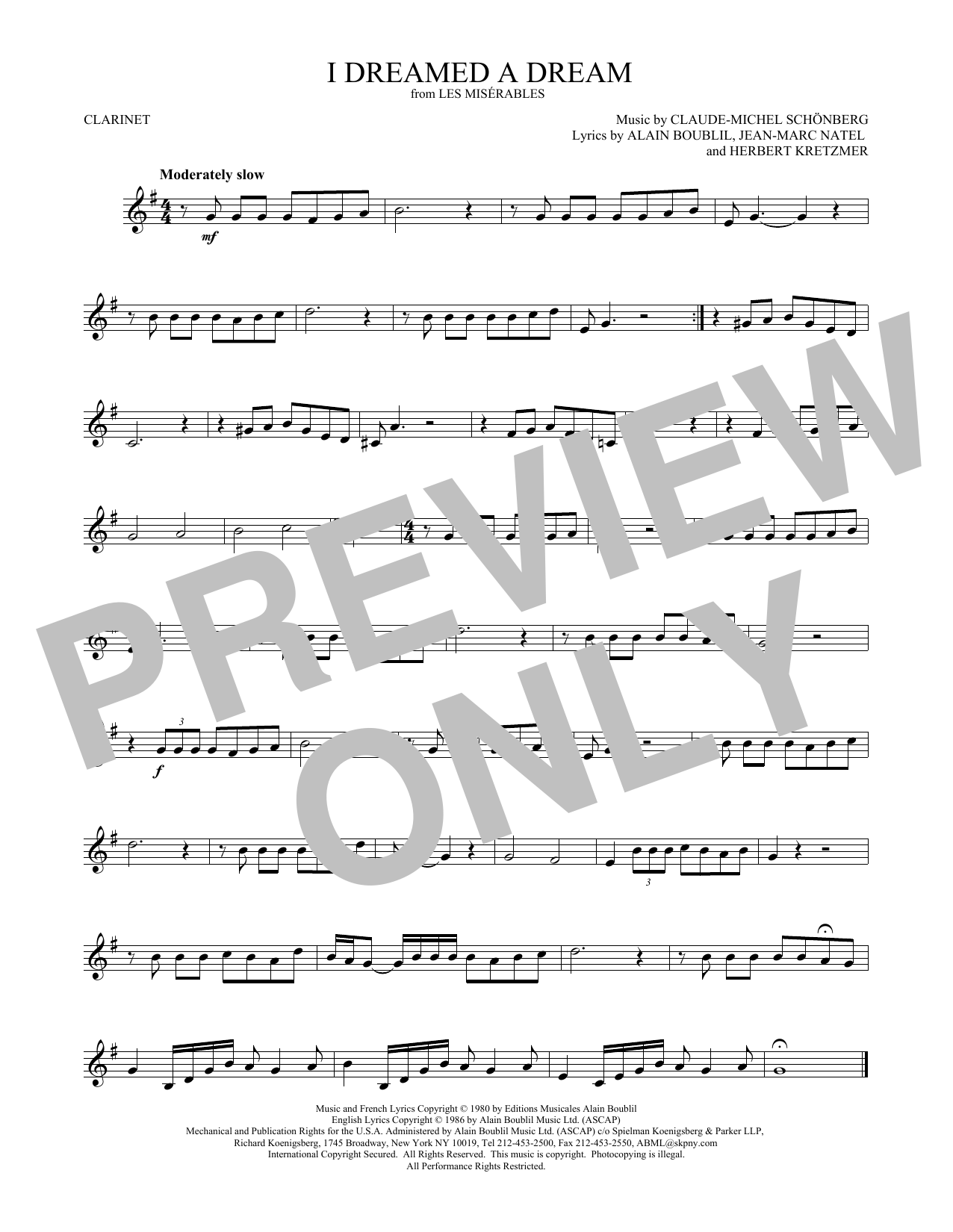 Product gallery: Page 1 of 1 I Dreamed A Dream, Claude-Michel Schönberg