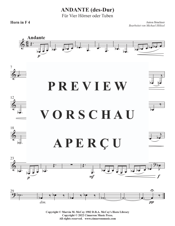 Product gallery: Page 8 of 8 Andante in Des-Dur, , Horn/Tuba Quartet