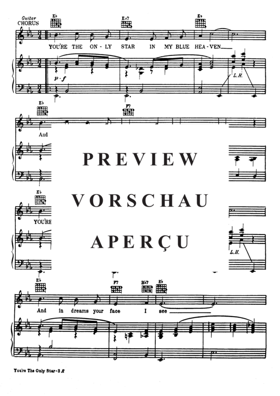 Produktgalerie: Seite 4 von 8 You're The Only Star (In My Blue Heaven) , Popular Standard, (Klavier und Gesang)