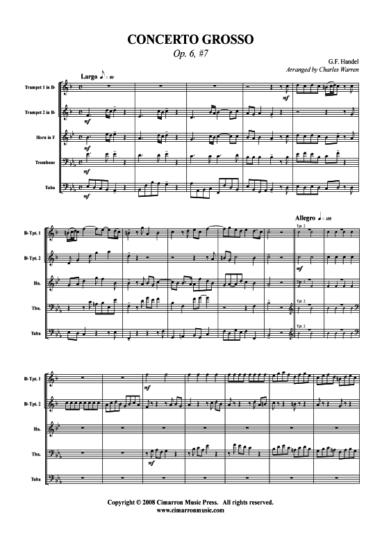 Produktbild zu: Allemande, Op. 6 Nr. 8 G. F. Händel