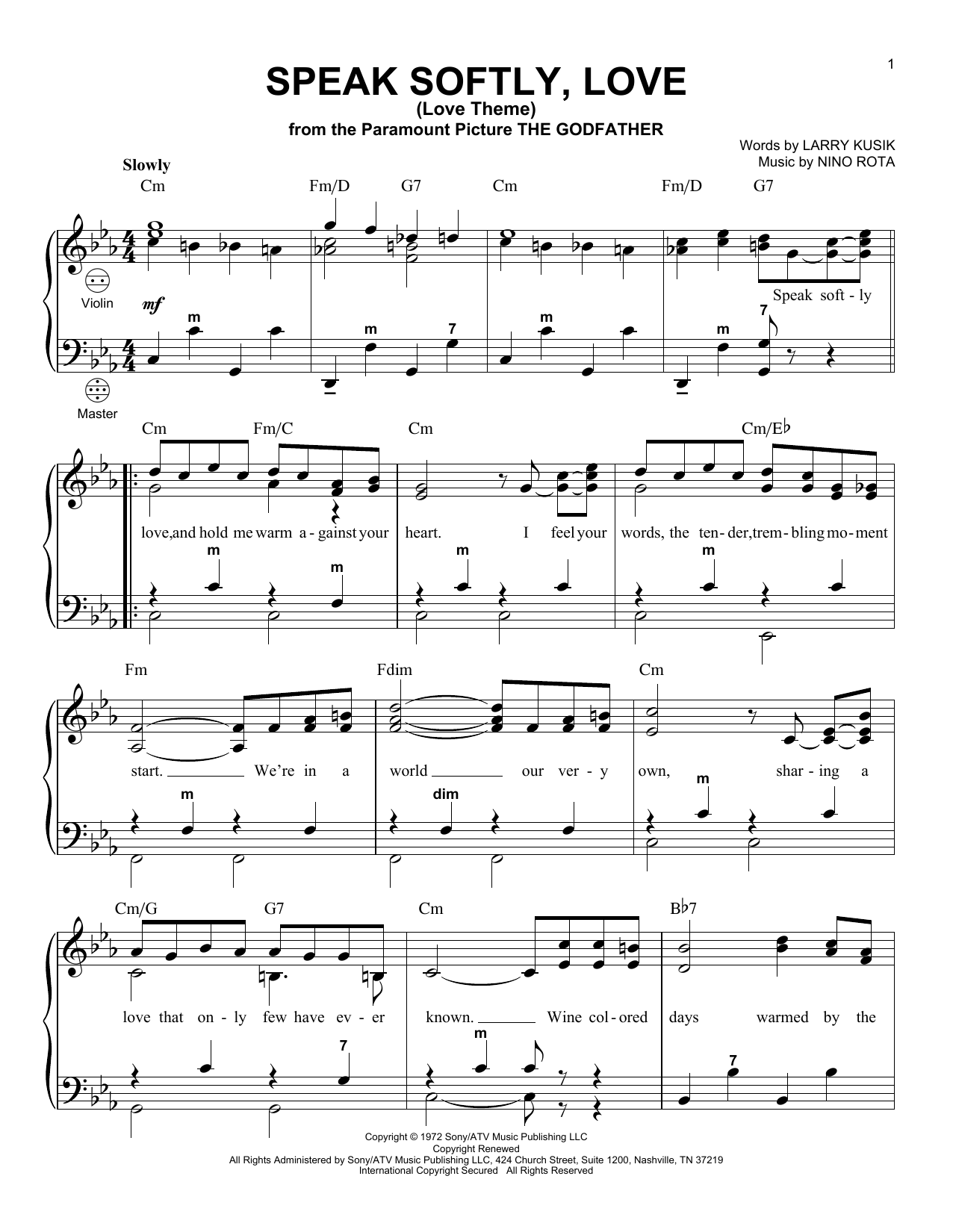 Product gallery: Page 1 of 1 Speak Softly, Love (Love Theme), Andy Williams