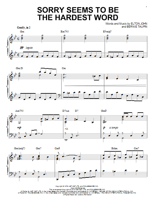 Produktbild zu: Sorry Seems To Be The Hardest Word [Jazz version] (arr. Brent Edstrom)