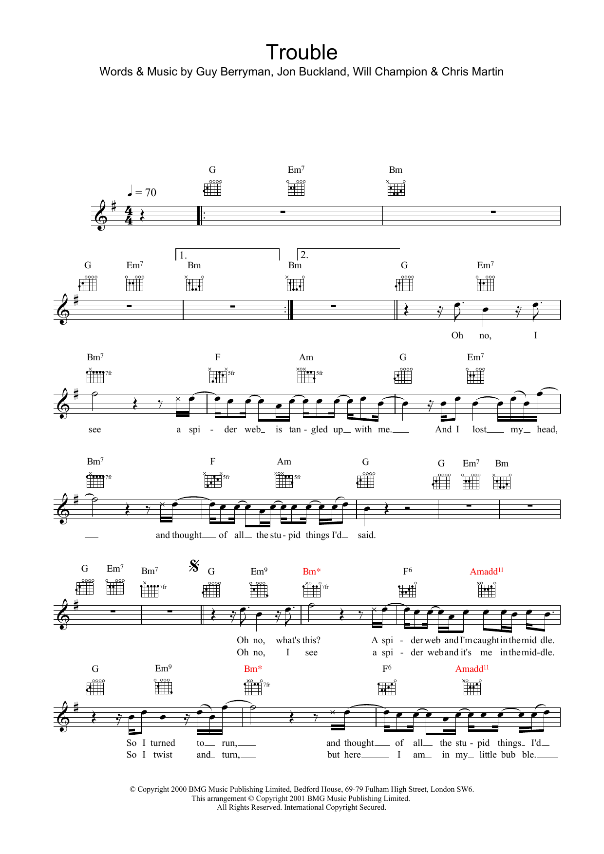 Produktgalerie: Seite 1 von 1 Trouble, Coldplay, Melodieinstrument