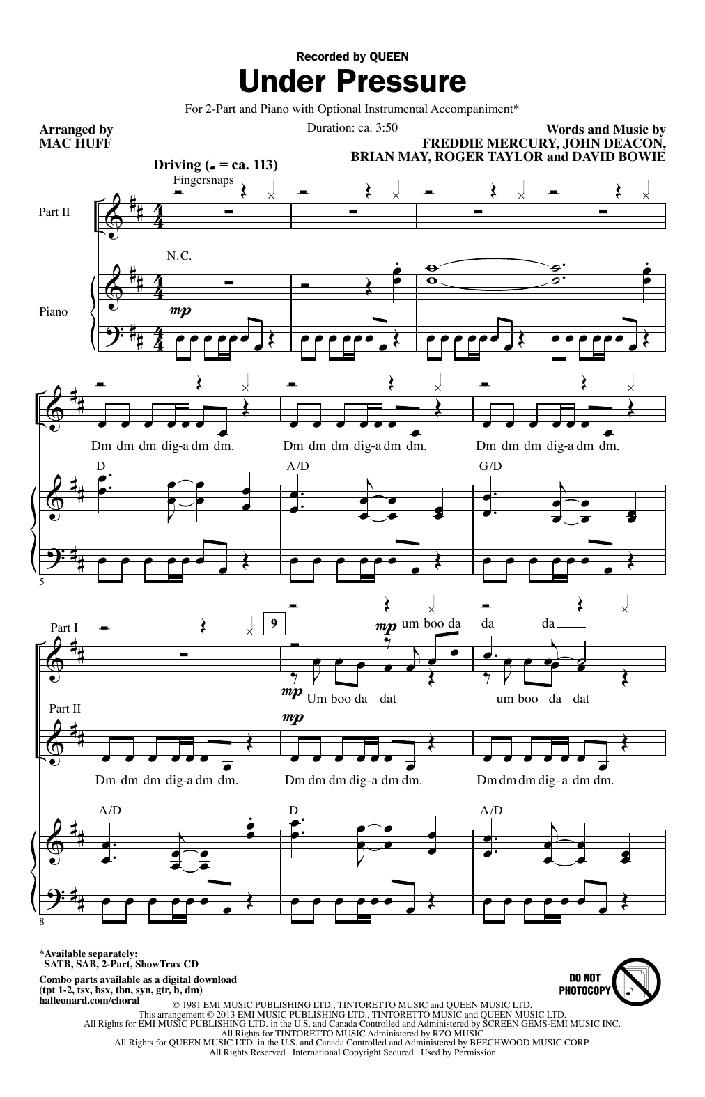 Produktbild zu: Under Pressure (arr. Mac Huff)
