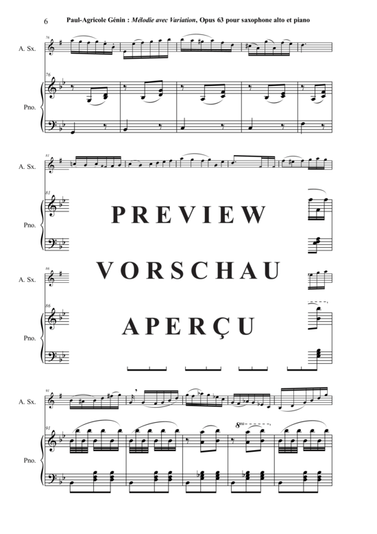 Product gallery: Page 7 of 12 Mélodie avec Variation, Opus 63 , , (alto saxophone + piano)
