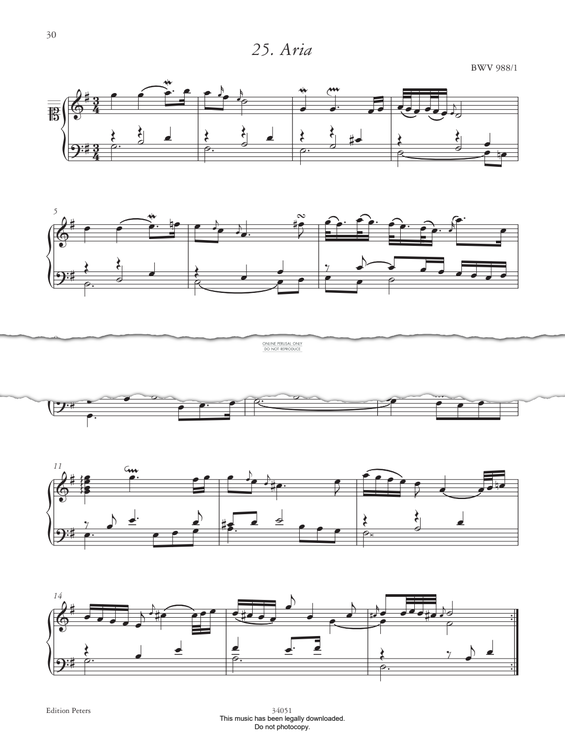 Product picture to: Aria BWV 988/1 (from 'The Anna Magdalena Notebook 1725')