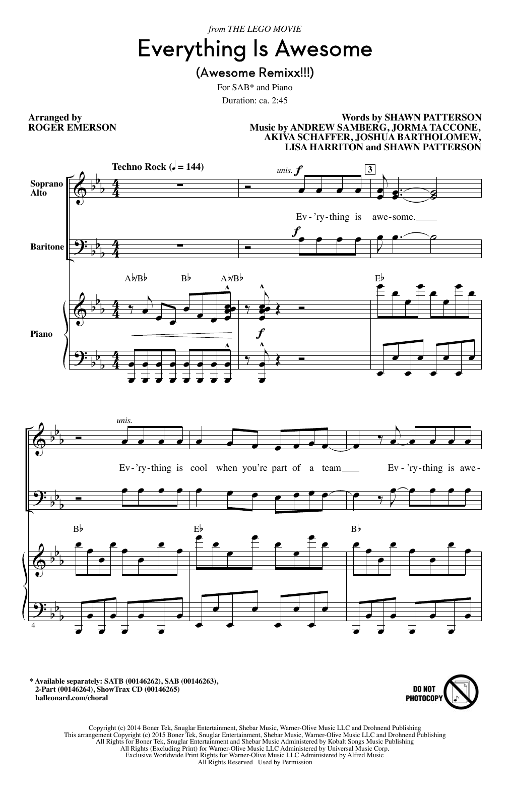 Produktbild zu: Everything Is Awesome (from The Lego Movie) (arr. Roger Emerson)