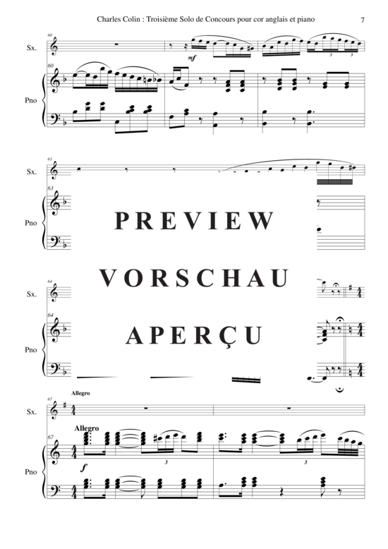 Produktgalerie: Seite 8 von 19 Solo de Concours no. 3, opus 40 , , (Englischhorn in F + Klavier)