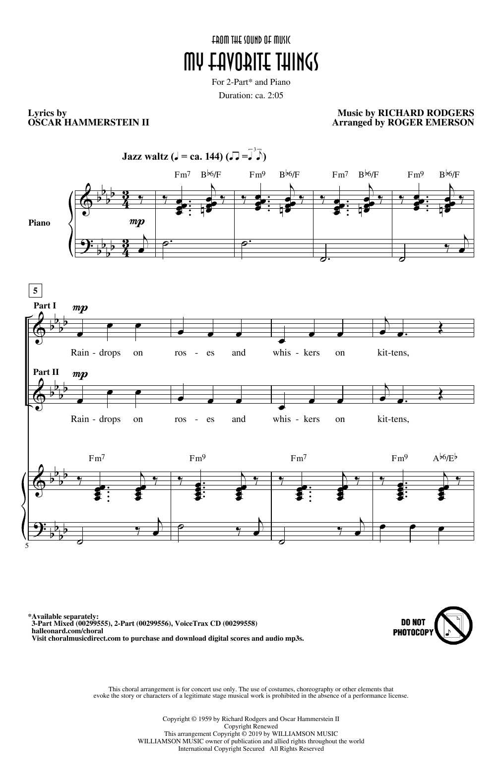 Produktgalerie: Seite 1 von 1 My Favorite Things (from The Sound Of Music) (arr. Roger Emerson), Rodgers & Hammerstein, Chor