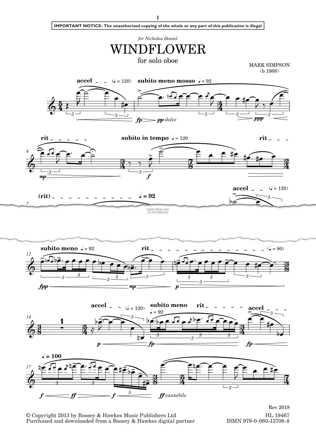 Produktgalerie: Seite 1 von 1 Windflower, Mark Simpson, Oboe