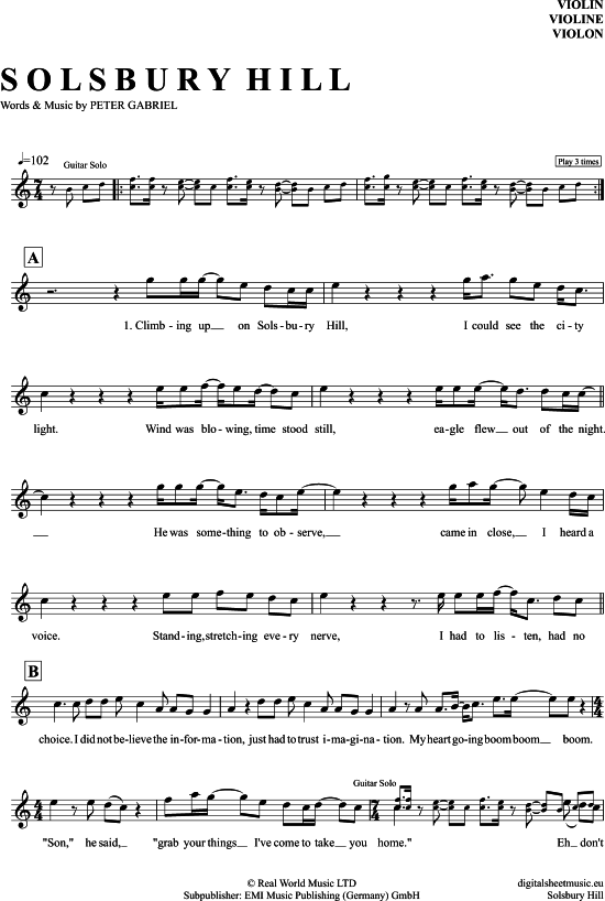 Product gallery: Page 1 of 4 Solsbury Hill , Gabriel, Peter, (violin)