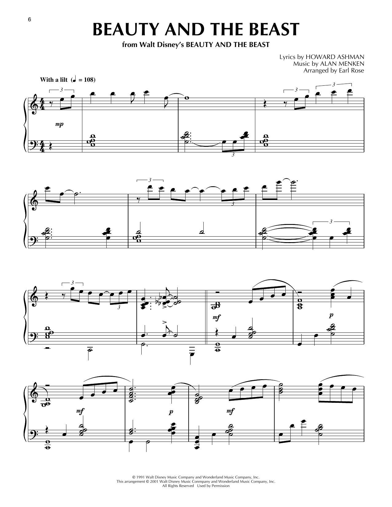 Produktgalerie: Seite 1 von 1 Beauty And The Beast (arr. Earl Rose), Celine Dion & Peabo Bryson, Klavier