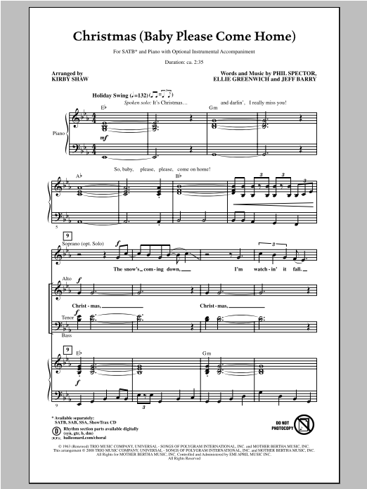 Product gallery: Page 1 of 1 Christmas (Baby Please Come Home), Kirby Shaw