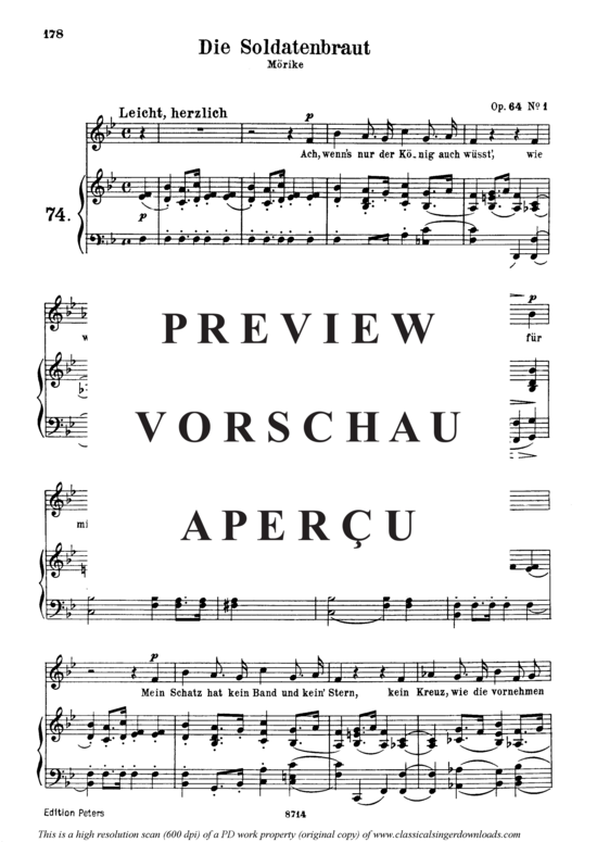 Product gallery: Page 2 of 4 Die Soldatenbraut, Op.64 No.3, , Medium Voice and Piano