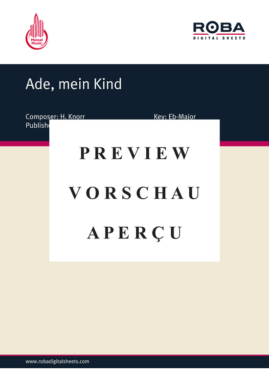 Produktgalerie: Seite 2 von 4 Ade, mein Kind, 	, Klavier und Gesang