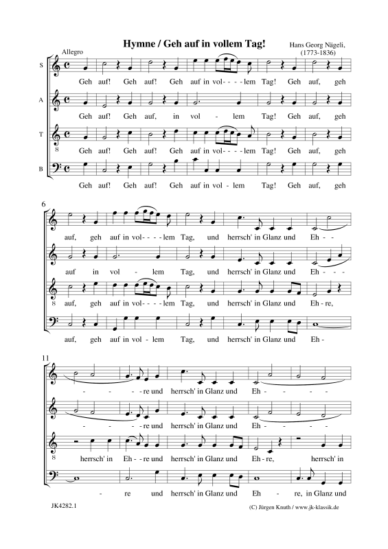 Produktbild zu: Geh auf in vollem TagHans Georg Nägeli