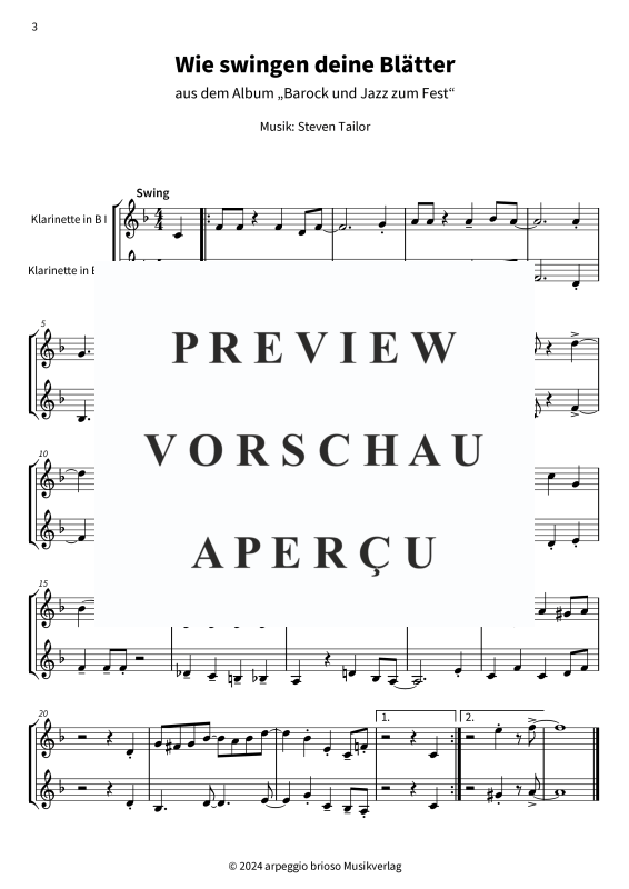 Product gallery: Page 5 of 7 Wie swingen deine Blätter - aus dem Album Barock und Jazz zum Fest, , (Clarinet duet)