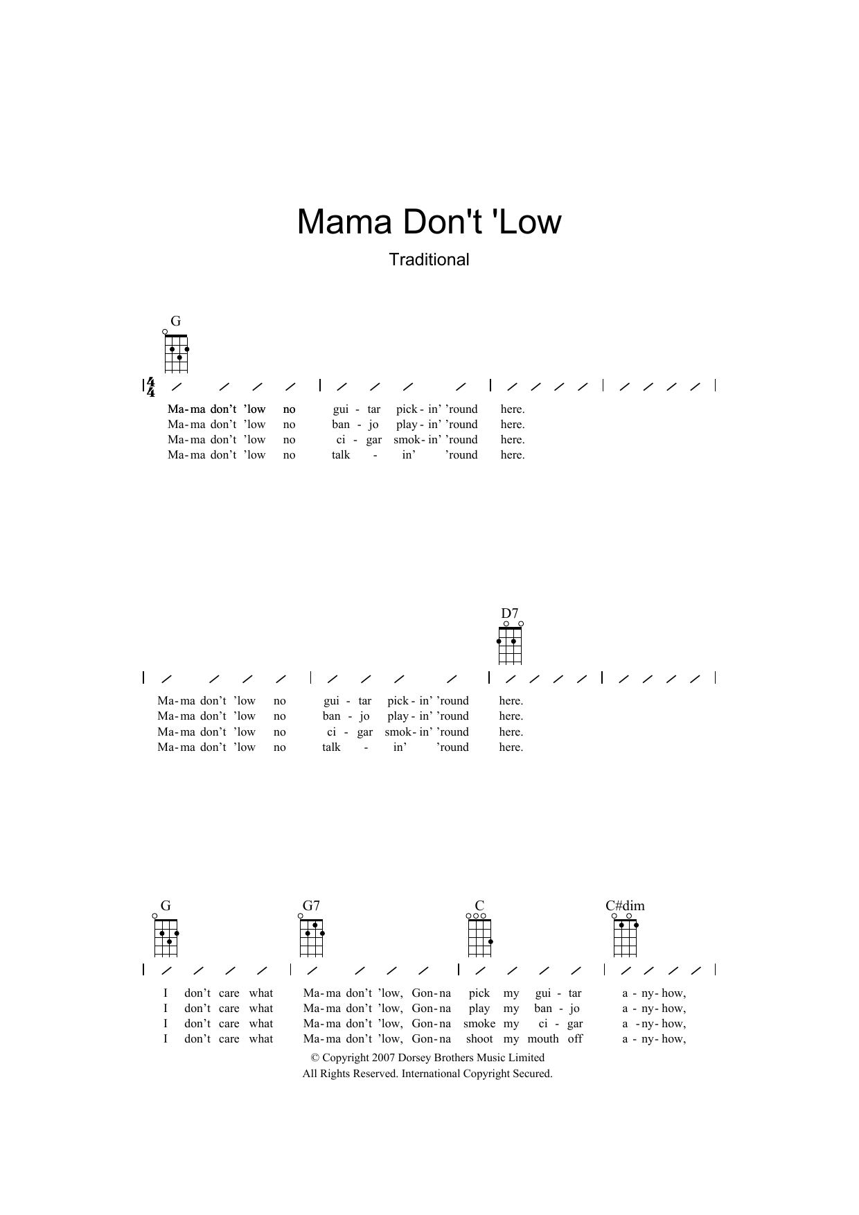 Product gallery: Page 1 of 1 Mama Don't 'low, Traditional
