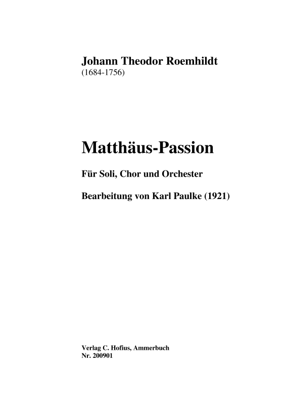 Produktbild zu: Matthäus-Passion