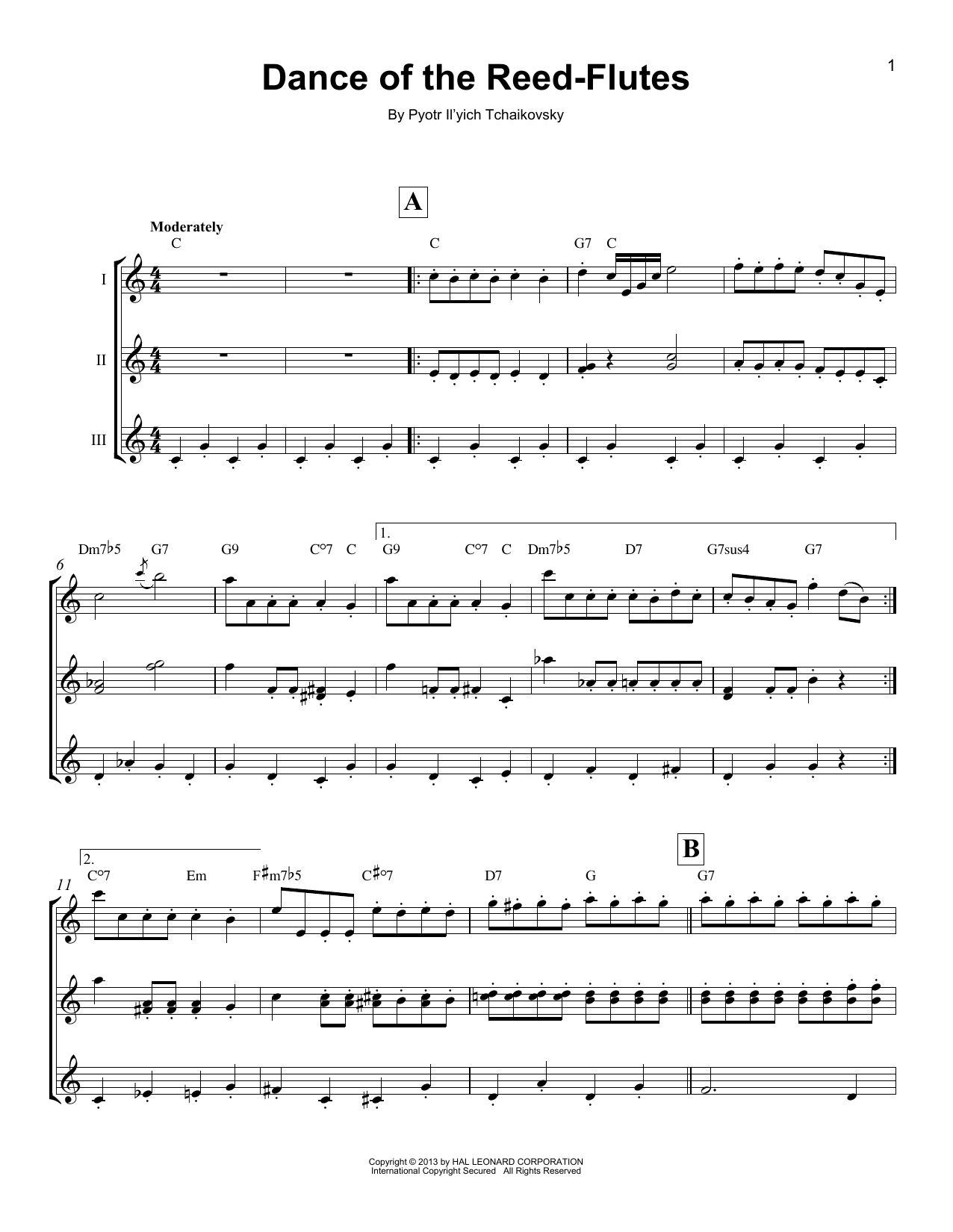 Product gallery: Page 1 of 1 Dance Of The Reed-Flutes (from The Nutcracker), Pyotr Il'yich Tchaikovsky