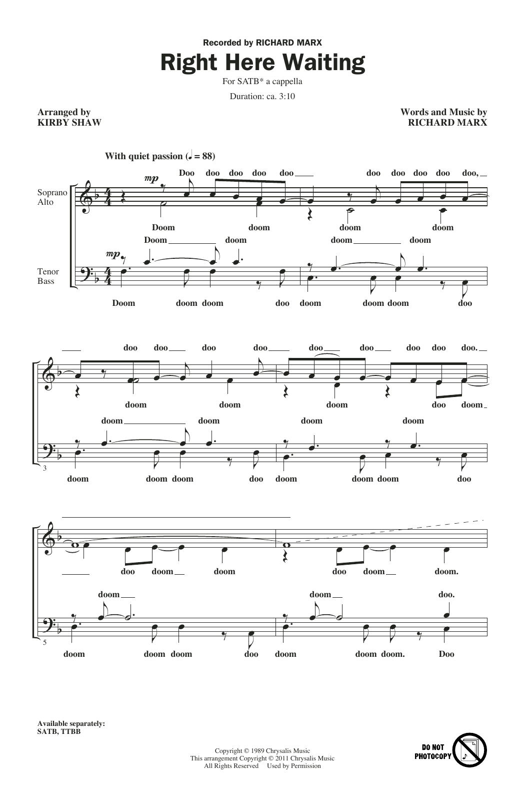 Produktgalerie: Seite 1 von 1 Right Here Waiting (arr. Kirby Shaw), Richard Marx, Chor