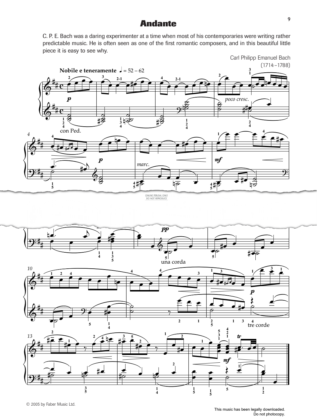 Product gallery: Page 1 of 1 Andante, Carl Philipp Emanuel Bach