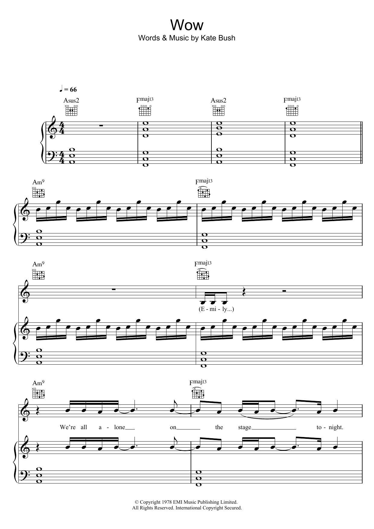 Produktgalerie: Seite 1 von 1 Wow, Kate Bush, Gesang, Gitarre, Klavier