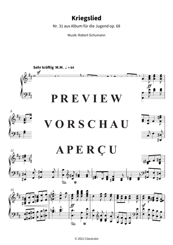 Produktgalerie: Seite 4 von 5 Kriegslied - Nr. 31 aus Album für die Jugend op. 68 , , Klavier Solo