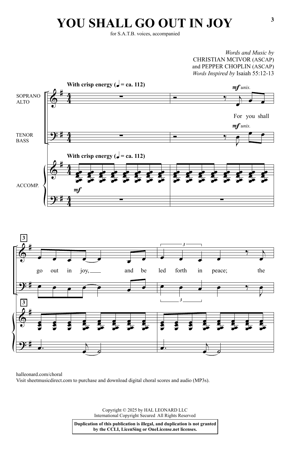 Produktgalerie: Seite 1 von 1 You Shall Go Out In Joy, Christian McIvor and Pepper Choplin, Chor