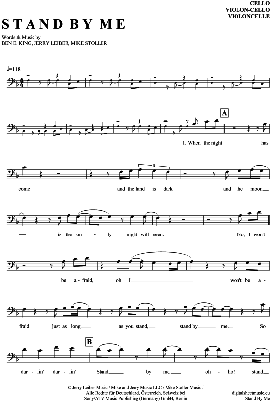 Produktgalerie: Seite 1 von 4 Stand by me , King, Ben E., (Violon-Cello)