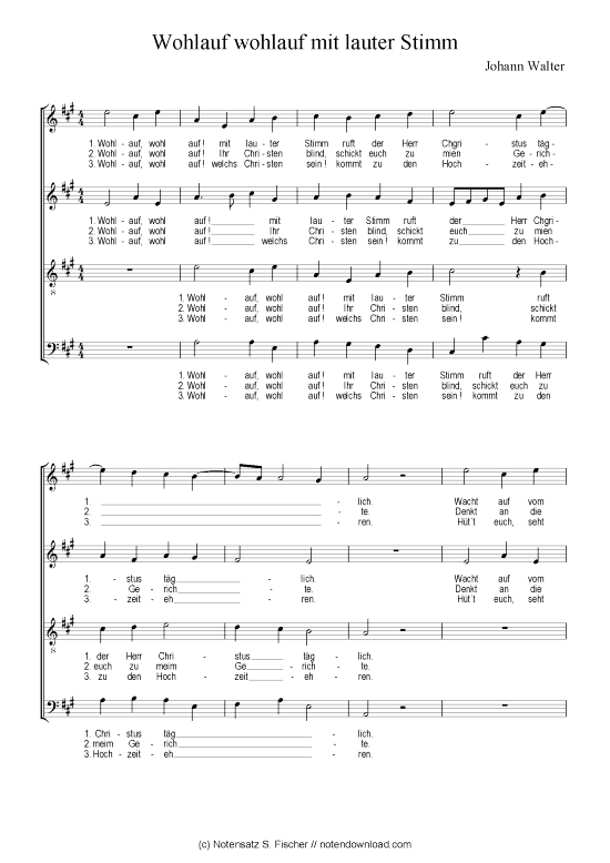 Produktbild zu: Wohlauf wohlauf mit lauter Stimm Johann Walter