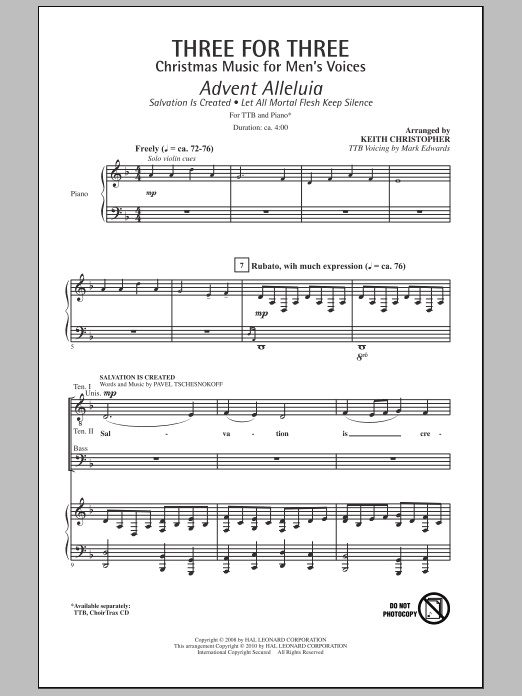 Produktbild zu: Three For Three - Three Songs For Three Parts - Volume 2