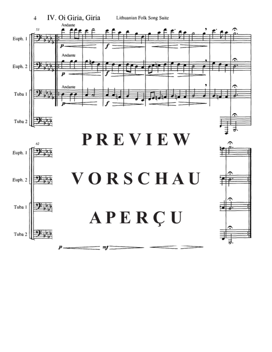 Product gallery: Page 6 of 16 Lithuanian Folk Song Suite , , (Tuba Quartett EETT)