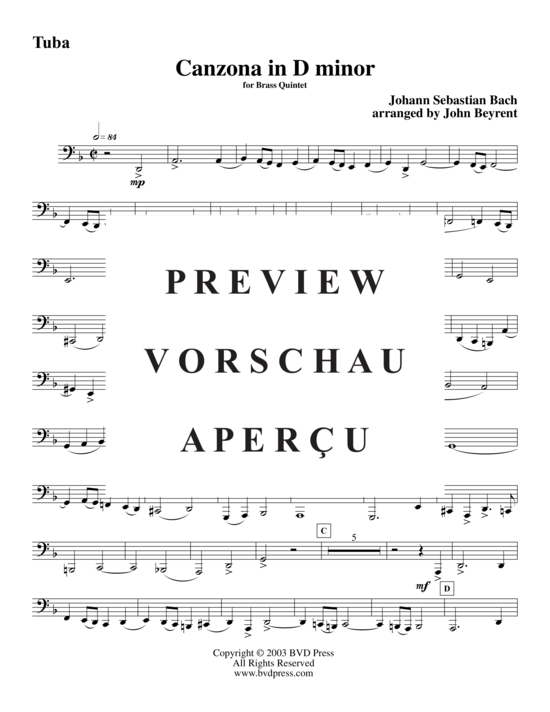 Produktgalerie: Seite 14 von 15 Canzona in D-Moll , , (Blechbläserquintett)