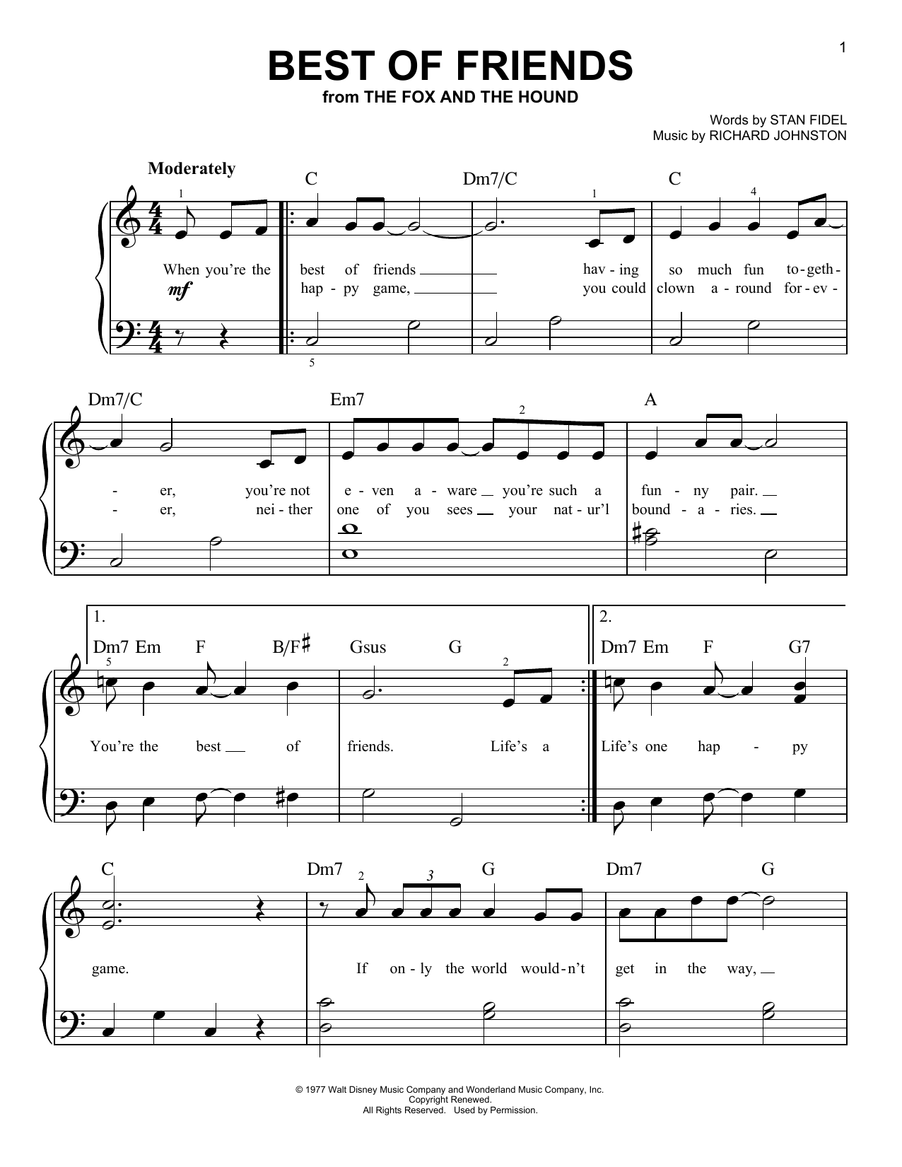 Produktgalerie: Seite 1 von 1 Best Of Friends (from The Fox And The Hound), Pearl Bailey, Klavier