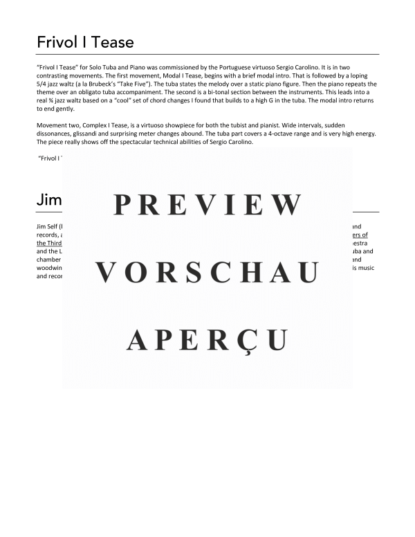 Product gallery: Page 4 of 11 Frivol I Tease, , (tuba or bass trombone and piano)